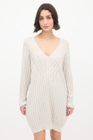 Stella McCartney Grey Cotton Embellished Sweater Dress