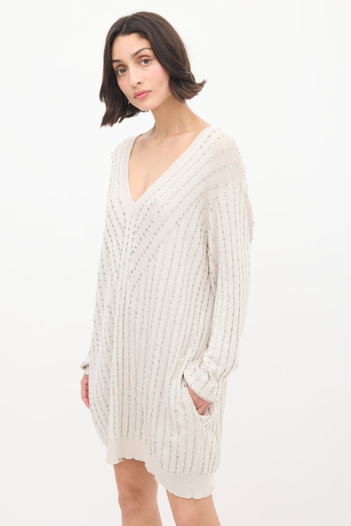 Stella McCartney Grey Cotton Embellished Sweater Dress