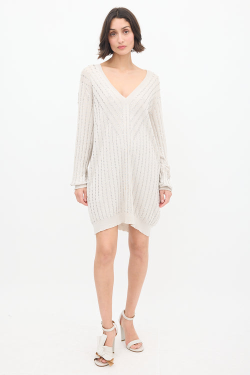 Stella McCartney Grey Cotton Embellished Sweater Dress