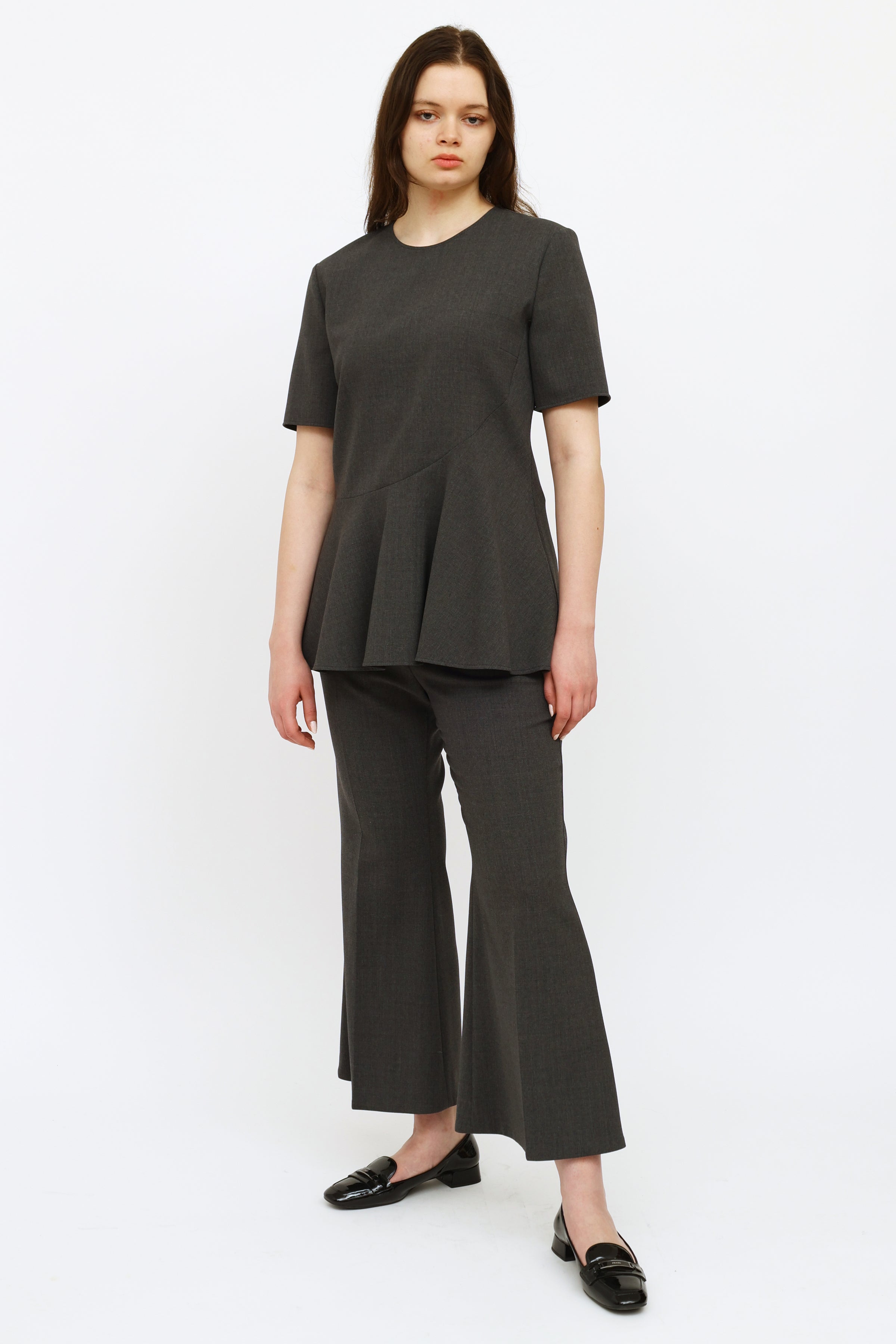 Stella McCartney // Grey Flared Wool Trousers – VSP Consignment