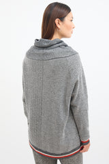 Stella McCartney Grey Tweed Stripe & Fringe Sweater
