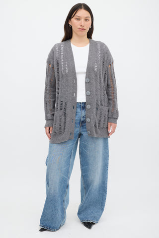 Stella McCartney Grey Wool & Cashmere Ladder Stitch Cardigan