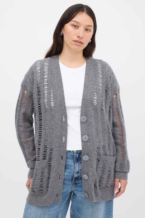 Stella McCartney Grey Wool & Cashmere Ladder Stitch Cardigan