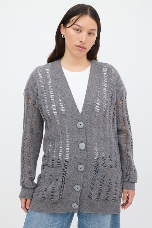 Stella McCartney Grey Wool & Cashmere Ladder Stitch Cardigan