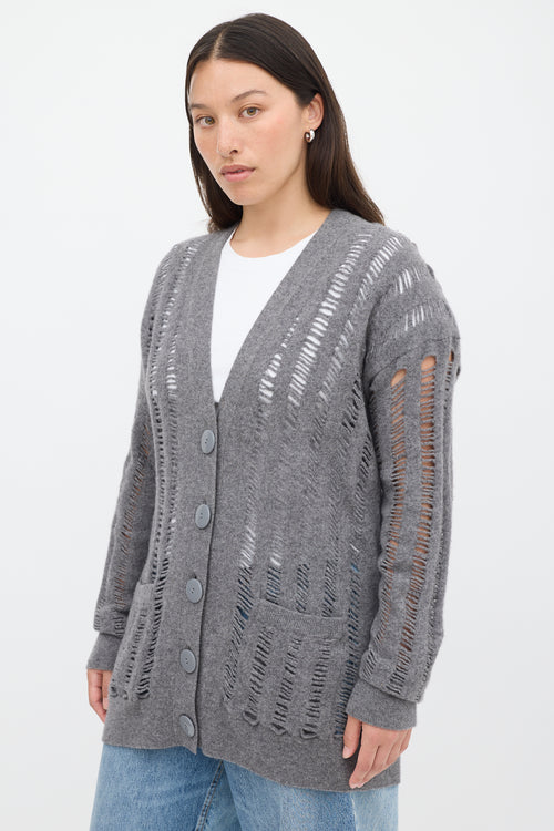 Stella McCartney Grey Wool & Cashmere Ladder Stitch Cardigan