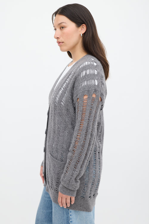 Stella McCartney Grey Wool & Cashmere Ladder Stitch Cardigan