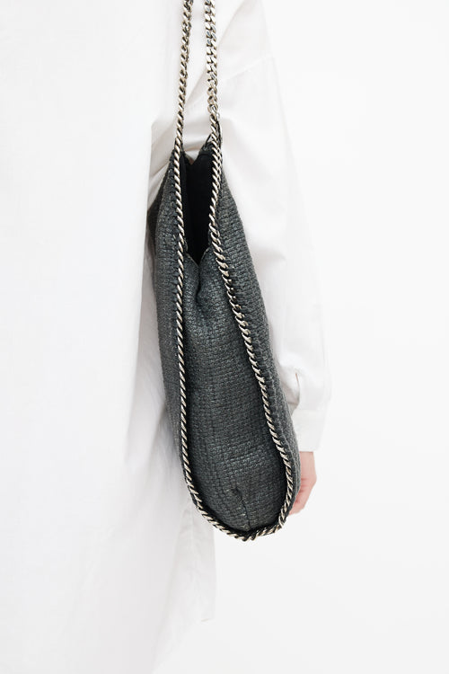 Stella McCartney Black & Silver Woven Falabella Shoulder Bag