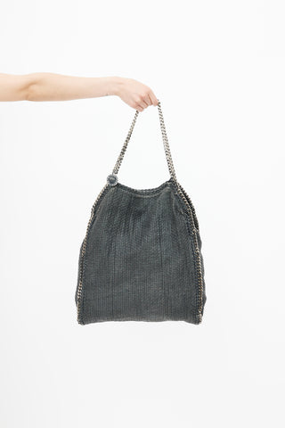 Stella McCartney Black & Silver Woven Falabella Shoulder Bag