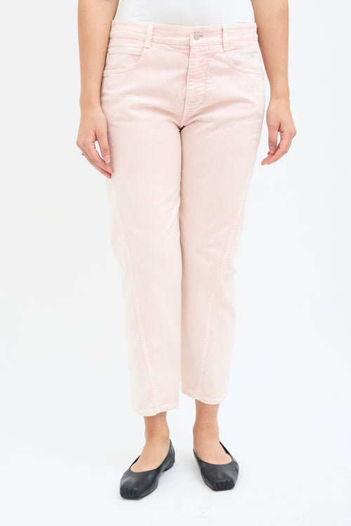 Stella McCartney Pink Asymmetrical Seam Jeans