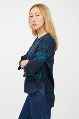 Stella McCartney Navy & Green Wool Paisley Jacquard Top