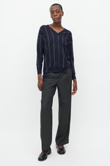 Stella McCartney Navy & White Stripe Asymmetric Hem Sweater