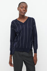 Stella McCartney Navy & White Stripe Asymmetric Hem Sweater