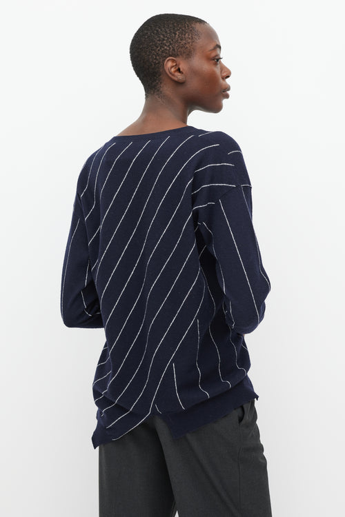 Stella McCartney Navy & White Stripe Asymmetric Hem Sweater