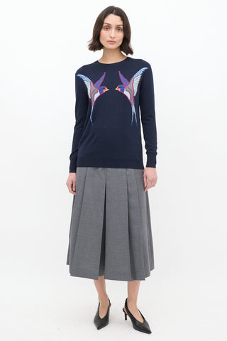 Stella McCartney Navy Wool & Silk Graphic Sweater