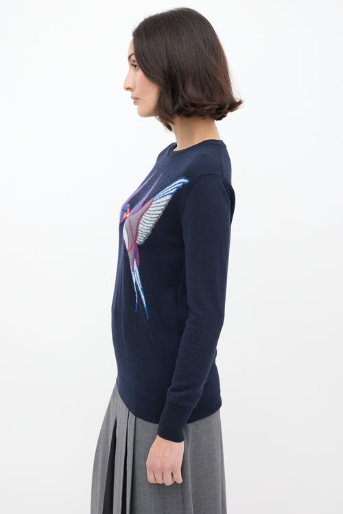 Stella McCartney Navy Wool & Silk Graphic Sweater