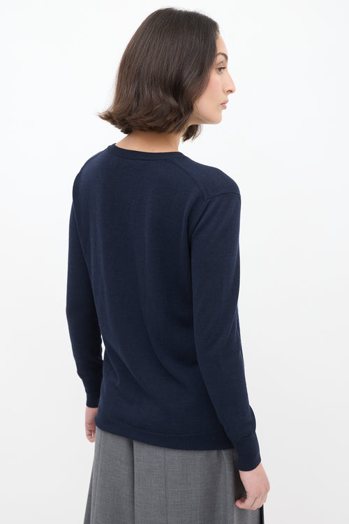 Stella McCartney Navy Wool & Silk Graphic Sweater