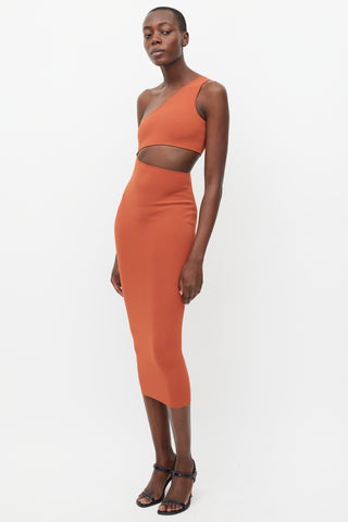 Stella McCartney Orange Asymmetric Cutout Dress