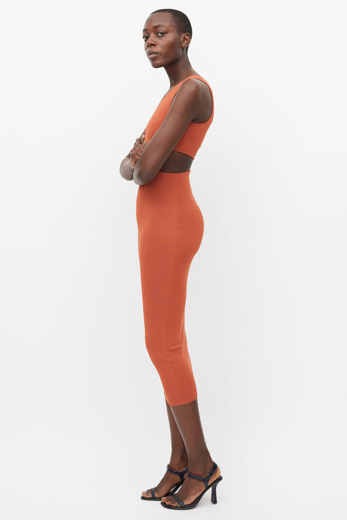 Stella McCartney Orange Asymmetric Cutout Dress