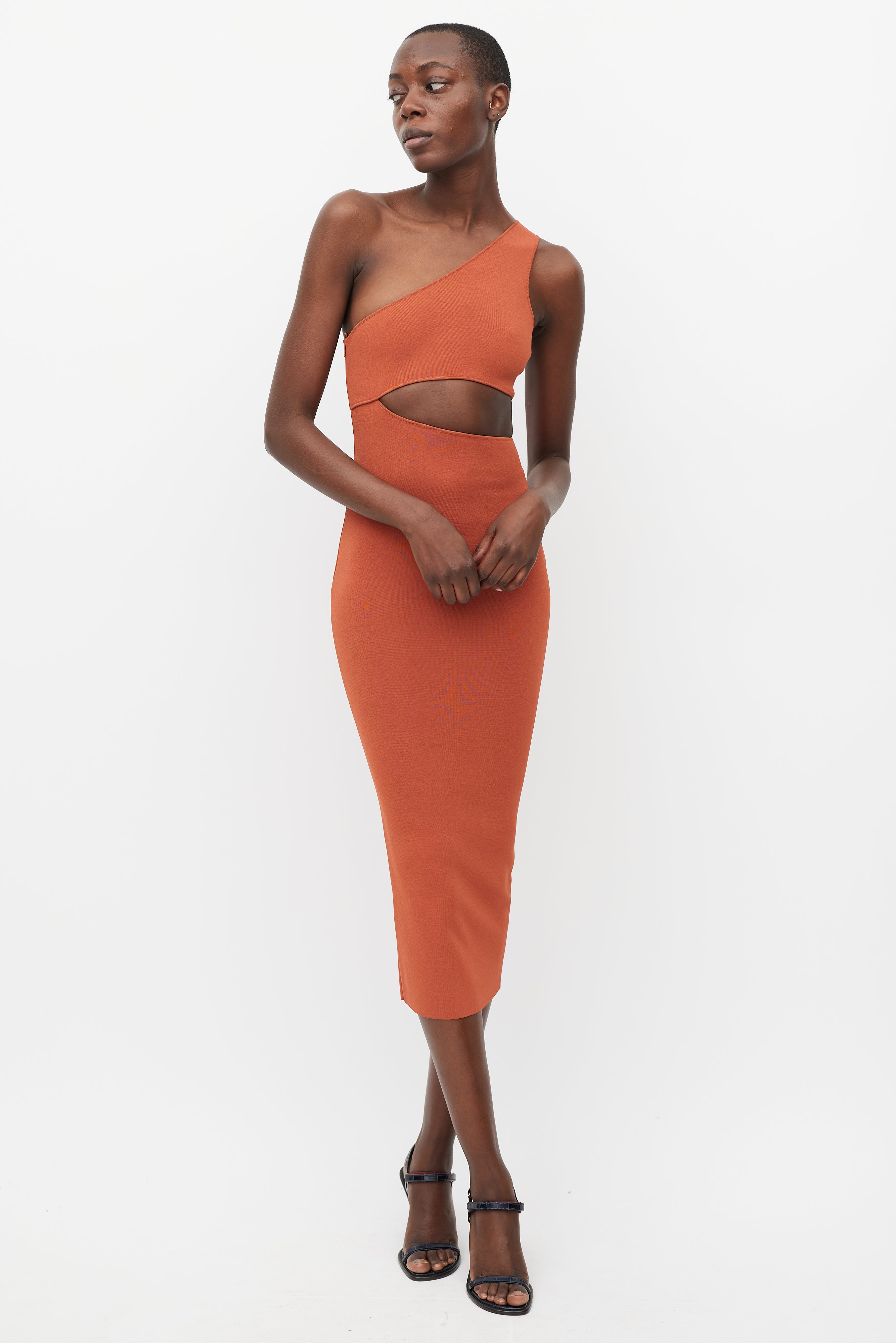Stella McCartney // Orange Asymmetric Cutout Dress VSP Consignment Stella McCartney // Orange Asymmetric Cutout Dress VSP Consignment