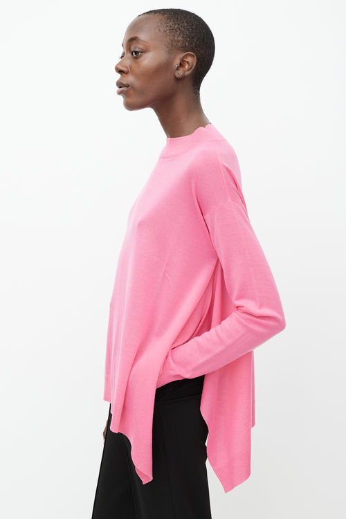 Stella McCartney Pink Asymmetrical Side Drape Sweater