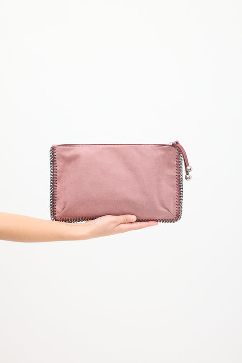 Stella McCartney Pink & Multi Vegan Embellished Falabella Zip Clutch