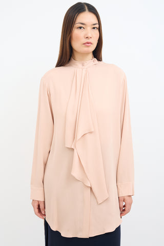 Stella McCartney Pink Stand Collar Scarf Blouse