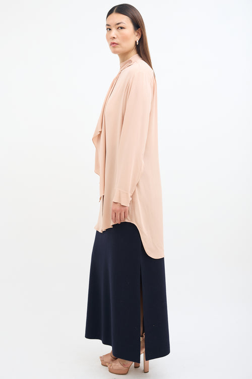 Stella McCartney Pink Stand Collar Scarf Blouse