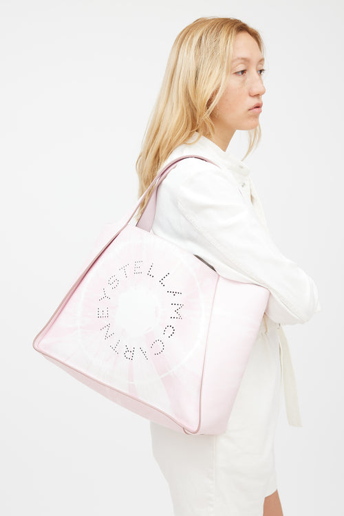 Stella McCartney Pink & White Faux Leather Tie Dye Tote