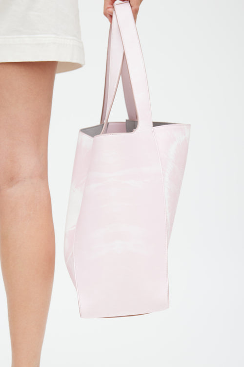 Stella McCartney Pink & White Faux Leather Tie Dye Tote