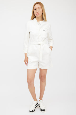 Stella McCartney White & Black Denim Logo Romper