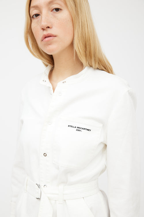 Stella McCartney White & Black Denim Logo Romper