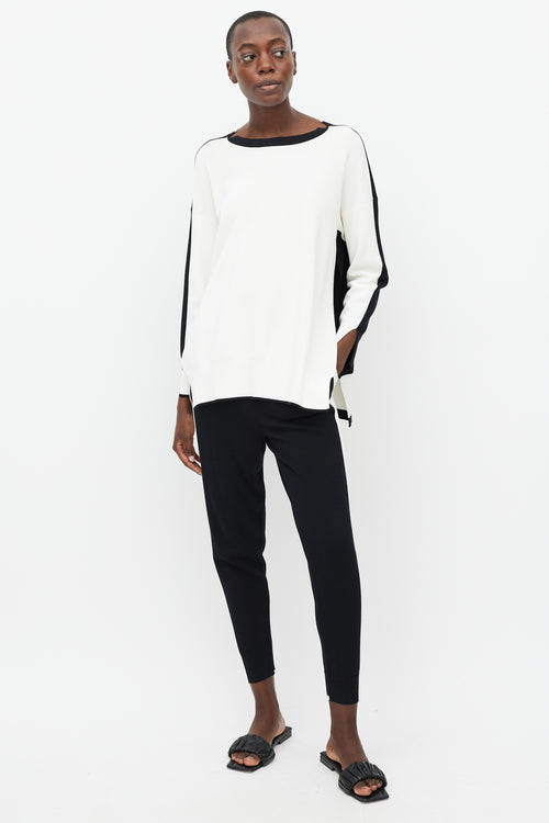 Stella McCartney White & Black Split Side Sweater