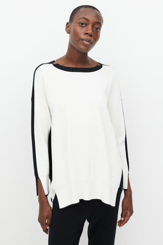 Stella McCartney White & Black Split Side Sweater