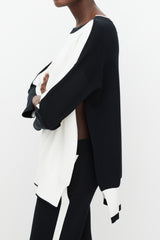 Stella McCartney White & Black Split Side Sweater