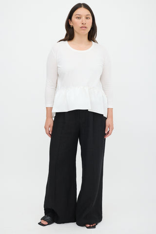 Stella McCartney White Cotton & Silk High Low Flounce Top