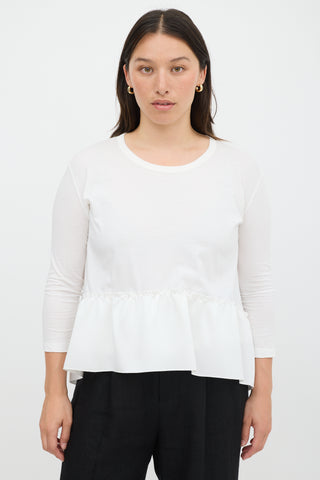 Stella McCartney White Cotton & Silk High Low Flounce Top