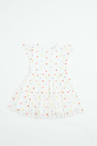 Stella McCartney Kids Tulle Floral Embroidered Dress
