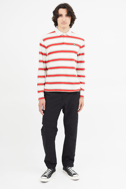 Stella McCartney White & Red Stripe Long Sleeve Polo