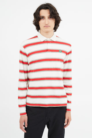 Stella McCartney White & Red Stripe Long Sleeve Polo
