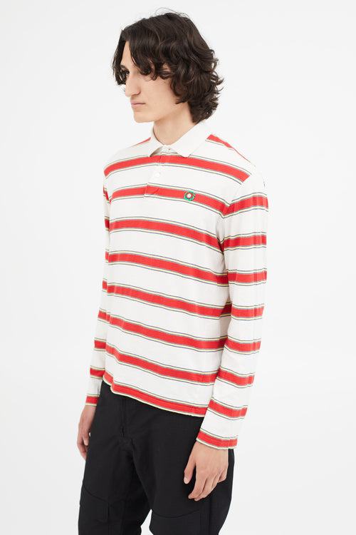 Stella McCartney White & Red Stripe Long Sleeve Polo