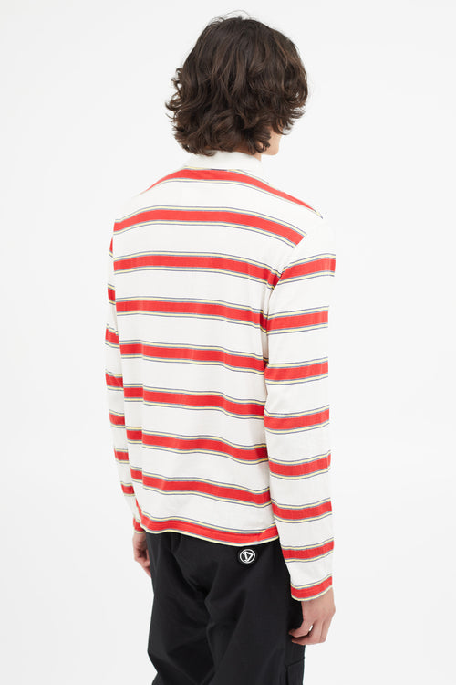 Stella McCartney White & Red Stripe Long Sleeve Polo