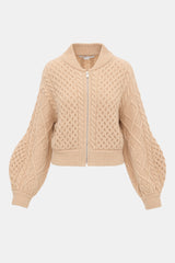 Stella McCartney Wool Cable Knit Zip Cardigan