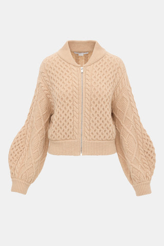 Stella McCartney Wool Cable Knit Zip Cardigan