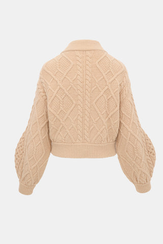 Stella McCartney Wool Cable Knit Zip Cardigan