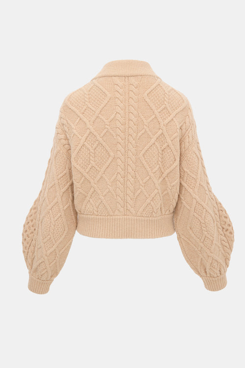 Stella McCartney Wool Cable Knit Zip Cardigan
