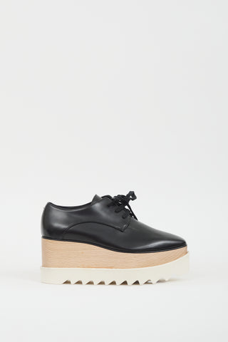 Stella McCartney Black & Beige Faux Leather Elyse Platform Derby