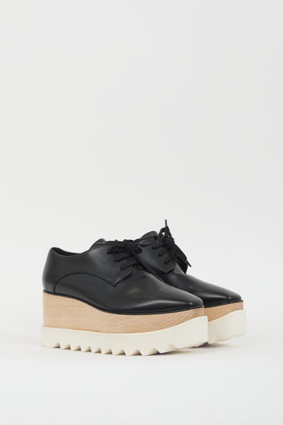 Stella McCartney Black & Beige Faux Leather Elyse Platform Derby