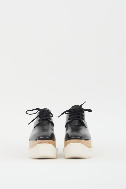 Stella McCartney Black & Beige Faux Leather Elyse Platform Derby