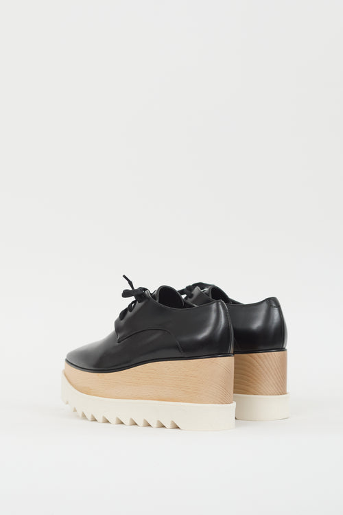 Stella McCartney Black & Beige Faux Leather Elyse Platform Derby