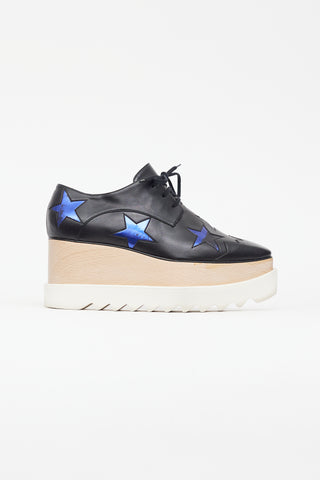 Stella McCartney Black & Blue Faux Leather Elyse Star Derby